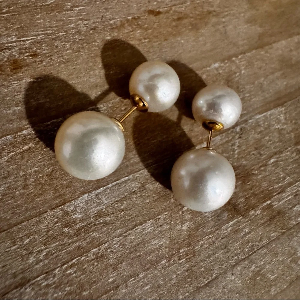 Real Pearl Double-Sided Earrings